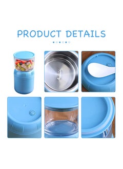  Yogurt Container with Lid and Spoon 2-Tier Cereal Cup,430 ml +  330 ml Cereal Cup Portable Leak-Proof Insulated Food Container Overnight  Oats Containers Cereal Milk Cold Hot Food for Kids Adults