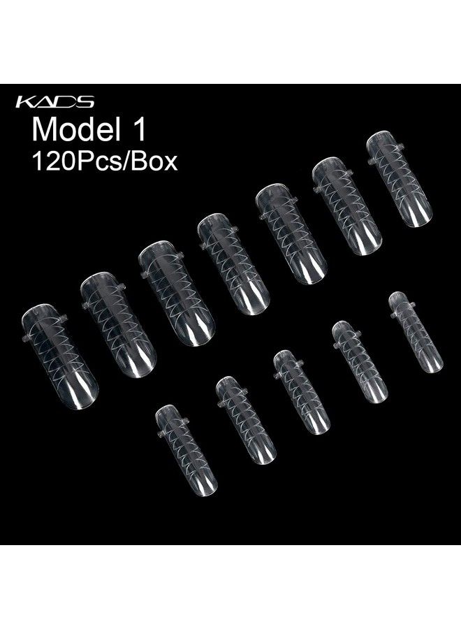 KADS 120Pcs Clear Full Cover Dual Nail System Form Uv Gel Acrylic Nail Art Mold Artificial Nail Tips With Scale For Extension (Model 1) - Image 4
