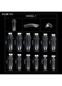 KADS 120Pcs Clear Full Cover Dual Nail System Form Uv Gel Acrylic Nail Art Mold Artificial Nail Tips With Scale For Extension (Model 1)  - Image 3