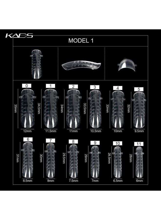 KADS 120Pcs Clear Full Cover Dual Nail System Form Uv Gel Acrylic Nail Art Mold Artificial Nail Tips With Scale For Extension (Model 1) - Image 3
