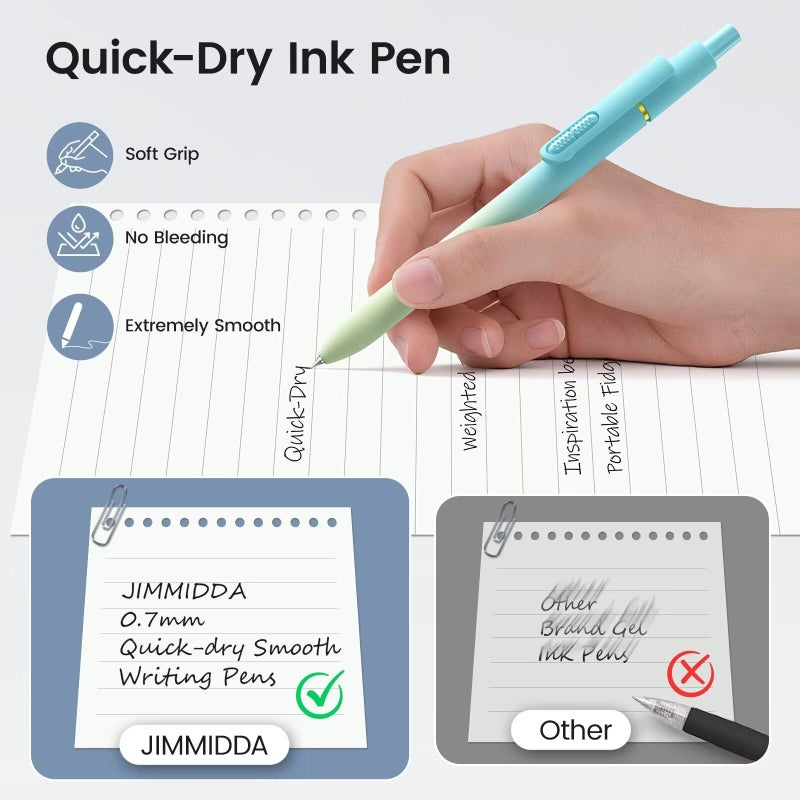 JIMMIDDA 8Pcs Black Gel Pens - 0.7mm Medium Point Black Ink Pens | Smooth Writing - Quick Drying Retractable Pen for Men Women (Gradient - 8Pcs) - Image 4