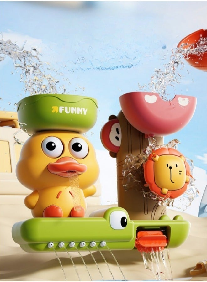 1PC Children's water play toys, cute duck spinning water wheel with suction cups, windmill water flow baby bath toy, suitable for both boys and girls - Image 1