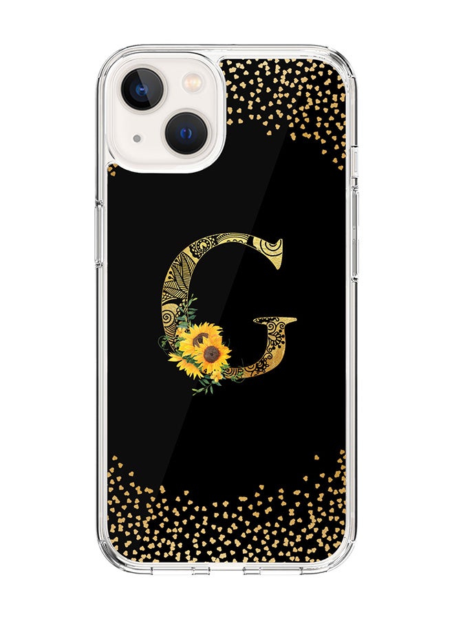 Stylizedd Classic Clear Case For iPhone 15, Hybrid Soft Case Thin Cover- Custom Monogram Initial Letter Mandala Floral Pattern Alphabet - G(Black) - Image 1