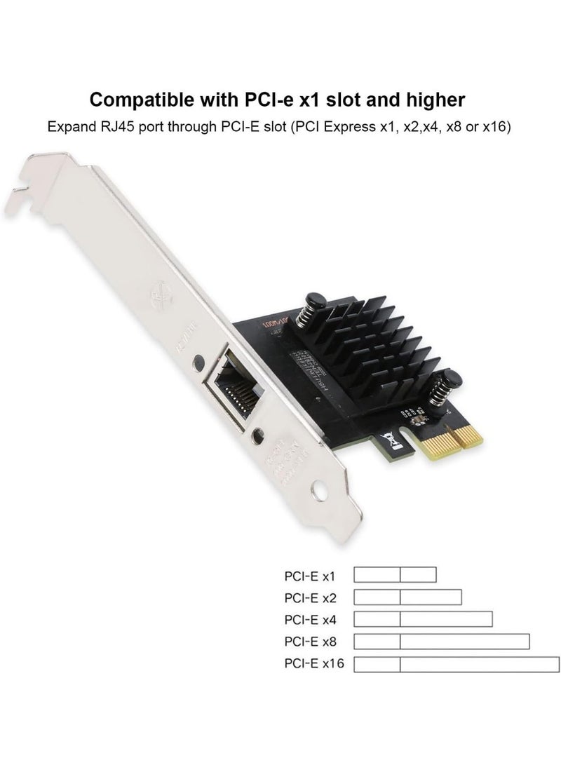 2.5Gbps PCIe network card with one RJ45 port for upgrading wired internet to desktop computers, supporting Windows and Linux systems. - Image 2