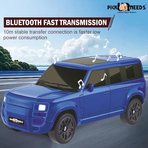 Pick Ur Needs Portable 10W Car Shape Bluetooth Wireless Speaker with Deep Bass 1200mAh Battery Support FM Radio, USB, TF Card, TWS Stylish SUV Design (Blue) - Image 2