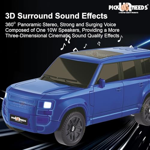 Pick Ur Needs Portable 10W Car Shape Bluetooth Wireless Speaker with Deep Bass 1200mAh Battery Support FM Radio, USB, TF Card, TWS Stylish SUV Design (Blue) - Image 3