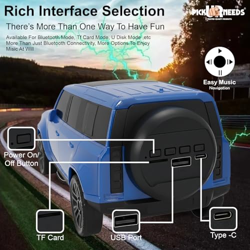 Pick Ur Needs Portable 10W Car Shape Bluetooth Wireless Speaker with Deep Bass 1200mAh Battery Support FM Radio, USB, TF Card, TWS Stylish SUV Design (Blue) - Image 5