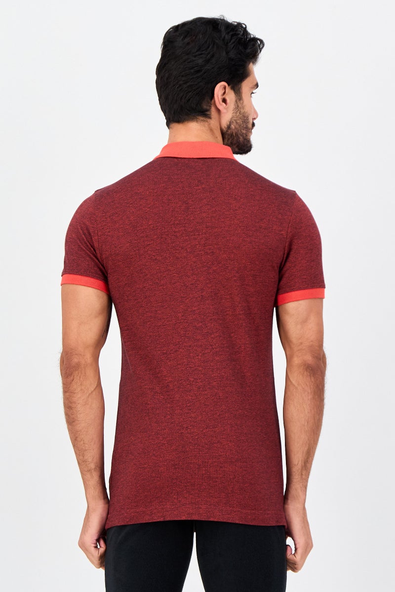 PUMA Men Slim Fit Short Sleeve Outdoor Polo Shirt, Heather Maroon - Image 3