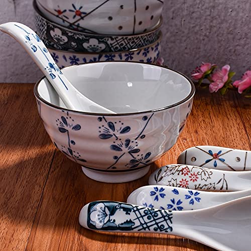 Cerficer Japanese Style Soup Spoon Set of 5 Asian Ceramic Ramen Spoons - Image 5