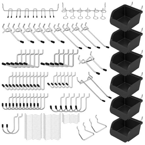 SEDY Ultimate 121-Piece Pegboard Hooks Set, Pegboard Accessories with Metal Hooks, Durable Peg Board Organizer Accessories, Pegboard Bins, Peg Board Tool Utility Hooks - Image 1