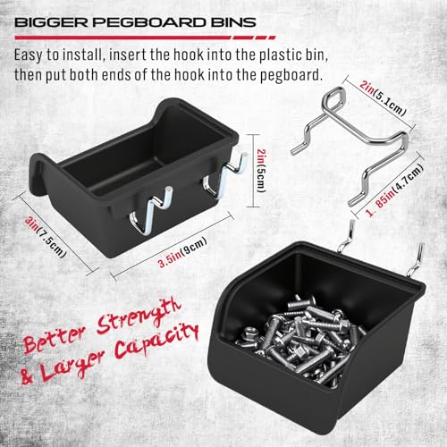 SEDY Ultimate 121-Piece Pegboard Hooks Set, Pegboard Accessories with Metal Hooks, Durable Peg Board Organizer Accessories, Pegboard Bins, Peg Board Tool Utility Hooks - Image 5