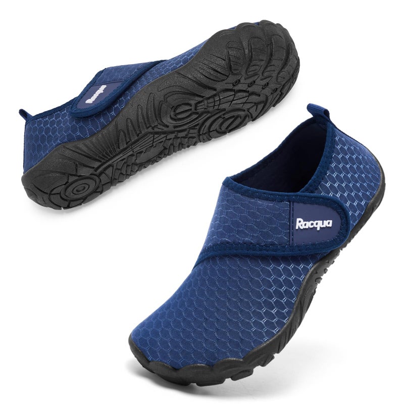 Racqua Boys Girls Kids Water Shoes Quick Dry Swim Beach Pool Outdoor Sports Shoes Non-Slip Breathable Lightweight Aqua Shoes Navy Big Kid 3 - Image 3