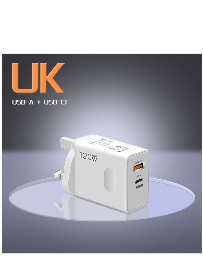 Topleo 120W UK 2 Ports Multifunctional Super Fast Charging Adapter Mobile Phone Charger Travel Power Adapter White  - Image 2
