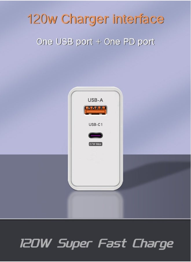 Topleo 120W UK 2 Ports Multifunctional Super Fast Charging Adapter Mobile Phone Charger Travel Power Adapter White  - Image 4