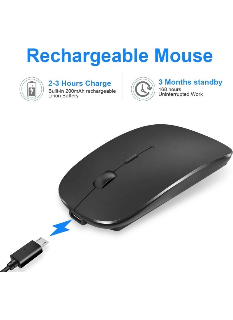 Duhaline Slim Rechargeable Bluetooth Keyboard and Mouse Set Compatible for Apple iPad Air 3rd Generation 10.5" A2152 Tablet  - Image 4