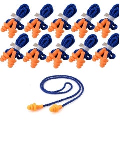 10-Pair Silicone Corded Reusable Ear Plugs with Noise Reduction & Sound Isolation Technology - Ideal for Shooting Range, Hunting, Construction and Firearm Hearing Protection (Blue & Orange)
