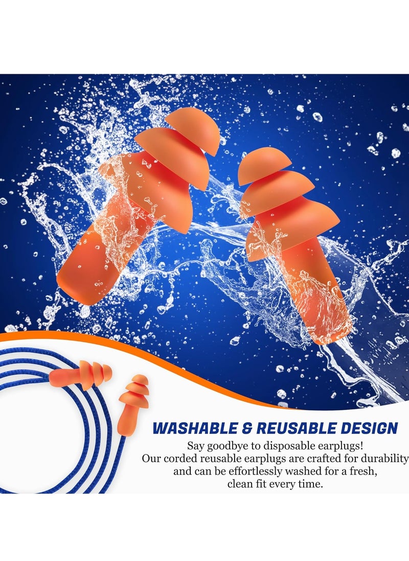 Bukela - 10-Pair Silicone Corded Reusable Ear Plugs with Noise Reduction & Sound Isolation Technology - Ideal for Shooting Range, Hunting, Construction and Firearm Hearing Protection (Blue & Orange) - Image 1