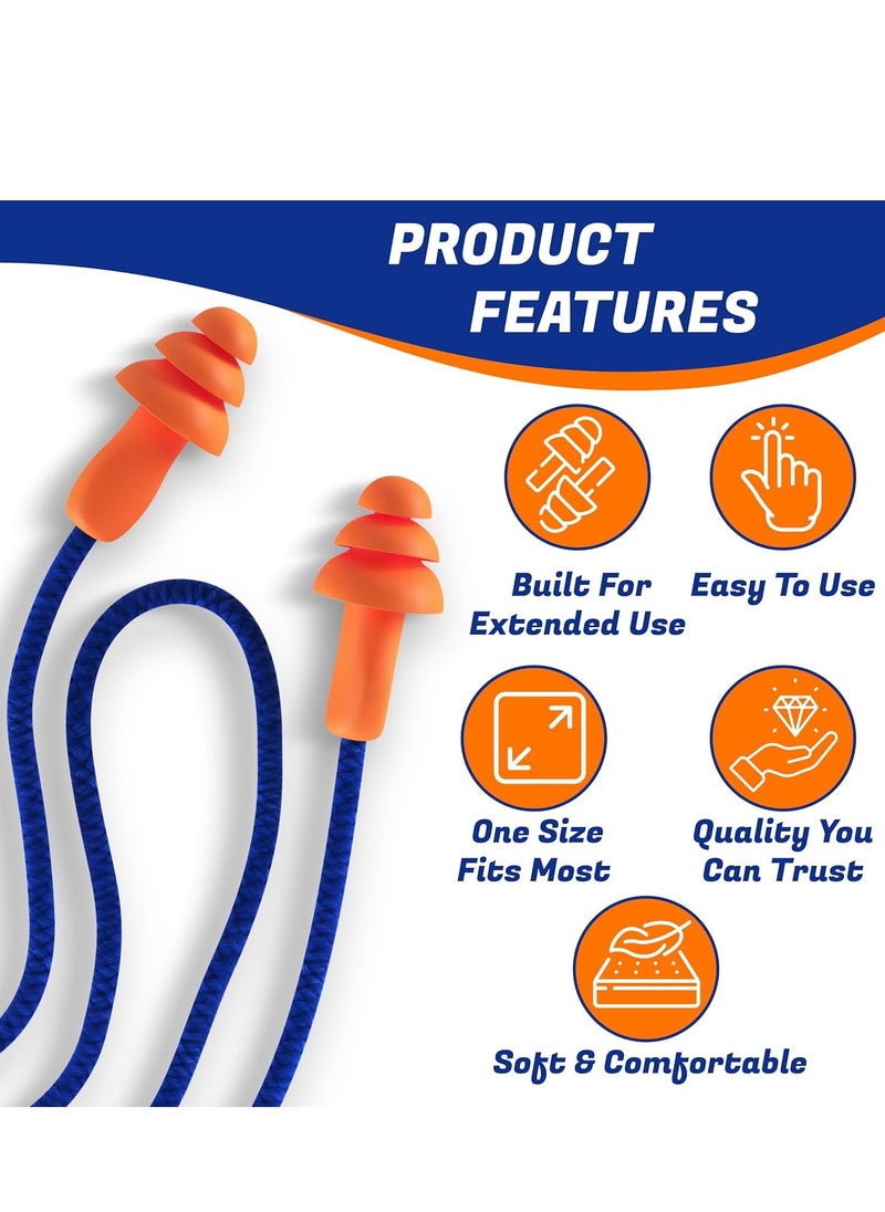 Bukela - 10-Pair Silicone Corded Reusable Ear Plugs with Noise Reduction & Sound Isolation Technology - Ideal for Shooting Range, Hunting, Construction and Firearm Hearing Protection (Blue & Orange) - Image 1