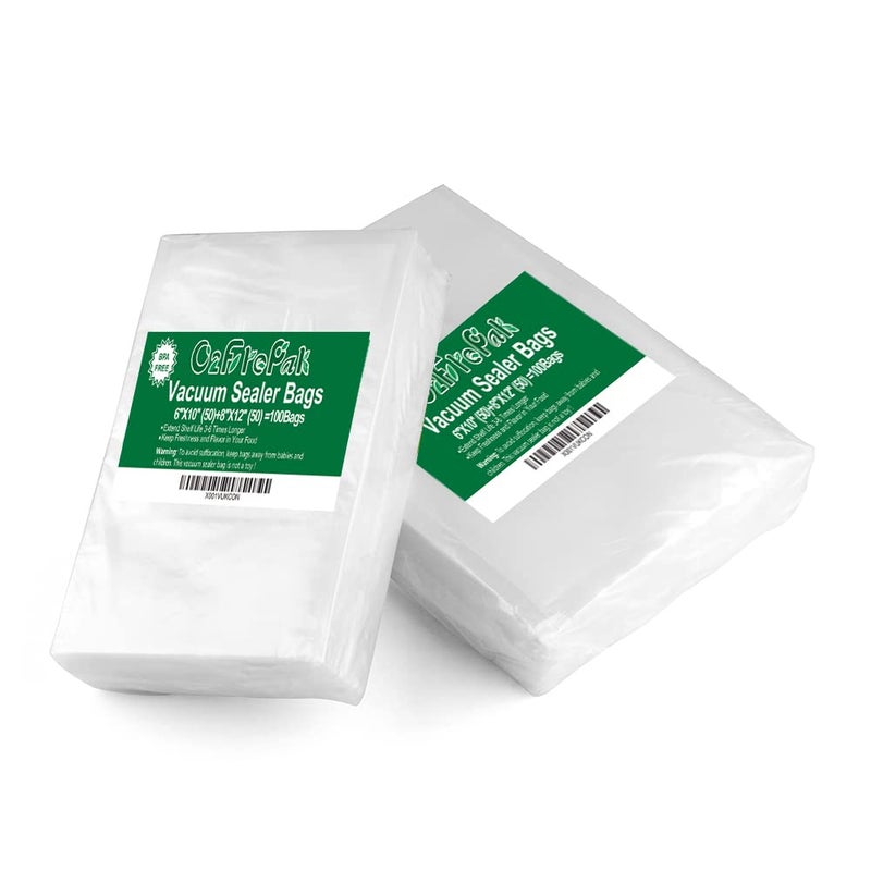 O2frepak 100 Count Vacuum Sealer Bags 50 of Each Size 50 Pint 6X10and 50 Quart 8X12BPA Free Sous Vide Seal a Meal Commercial Grade Vaccume Seal PreCut Combo Pack Bag