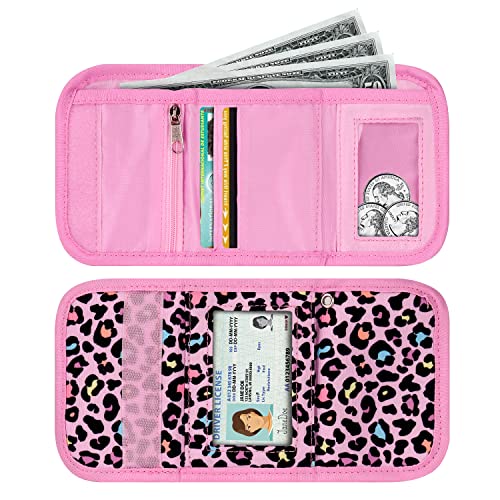 Choco Mocha Girls Wallets for Kids 6-8 8-10, Kids Wallets for Girls 10-12 Trifold Wallet with Lanyard Gift Box 4 5 6 7 8 Year Old Girl Gifts, Leopard-Pink - Image 5
