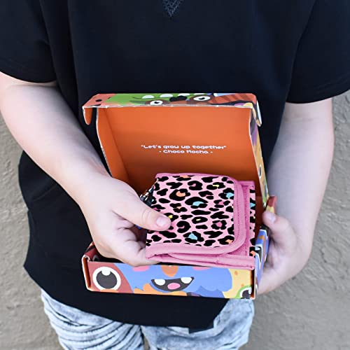 Choco Mocha Girls Wallets for Kids 6-8 8-10, Kids Wallets for Girls 10-12 Trifold Wallet with Lanyard Gift Box 4 5 6 7 8 Year Old Girl Gifts, Leopard-Pink - Image 2