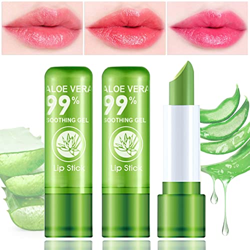 Fusang 3 Pack Aloe Vera LipstickMagic Temperature Color Changing Lipstick Lip GlossLong Lasting Nutritious Moisturizing Lip BalmWaterproof Matte Lip Stick Set Makeup - Image 2