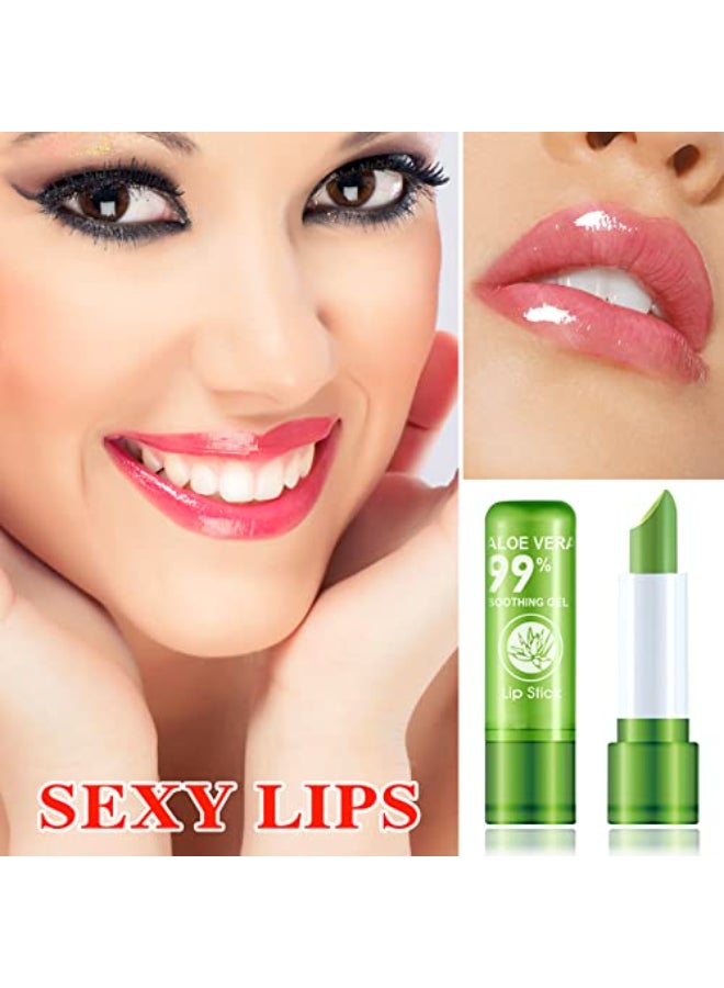 Fusang 3 Pack Aloe Vera LipstickMagic Temperature Color Changing Lipstick Lip GlossLong Lasting Nutritious Moisturizing Lip BalmWaterproof Matte Lip Stick Set Makeup - Image 4