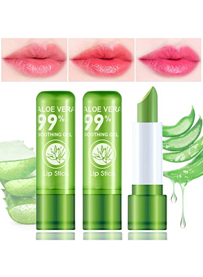 Fusang 3 Pack Aloe Vera LipstickMagic Temperature Color Changing Lipstick Lip GlossLong Lasting Nutritious Moisturizing Lip BalmWaterproof Matte Lip Stick Set Makeup - Image 1