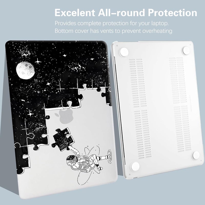 KEROM Compatible for MacBook Pro 13 Inch Case 2025 2024 2023 2022-2016 M2 M1 A2338 A2289 A2251 A2159 A1989 A1706 A1708, Cute Aesthetic Protective Plastic Hard Shell & Keyboard Cover, Space Puzzle - Image 3