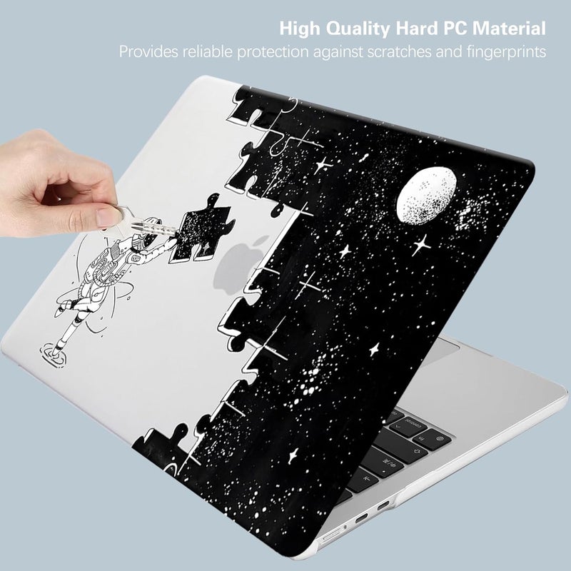 KEROM Compatible for MacBook Pro 13 Inch Case 2025 2024 2023 2022-2016 M2 M1 A2338 A2289 A2251 A2159 A1989 A1706 A1708, Cute Aesthetic Protective Plastic Hard Shell & Keyboard Cover, Space Puzzle - Image 2