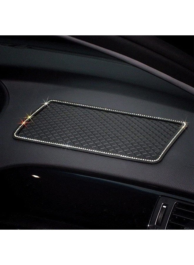 DBlosp Anti-Slip Car Dash Grip Pad for Cell Phone, Keychains, Sun Glasses,Stand,New Handmade Crystal Rhinestone Mat for Navigation Cell Phone 11.5 x 6 inch (Black) - Image 5