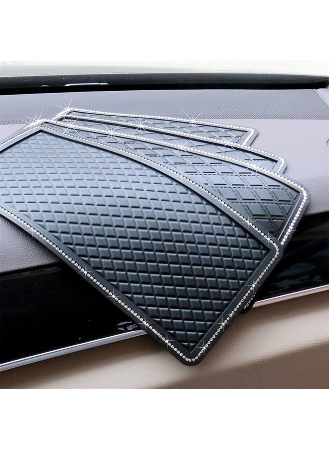 DBlosp Anti-Slip Car Dash Grip Pad for Cell Phone, Keychains, Sun Glasses,Stand,New Handmade Crystal Rhinestone Mat for Navigation Cell Phone 11.5 x 6 inch (Black) - Image 2