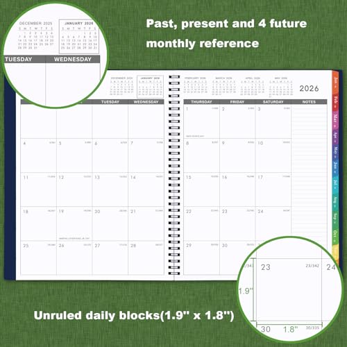 Artfan 2026 Monthly Planner/Calendar - 2026 Planner, JAN 2026 - DEC 2026, 9" x 11" Monthly Planners 2026, 2026 Calendar Planner with Spiral Binding + Tabs + Back Pocket + Notes Pages - Image 4