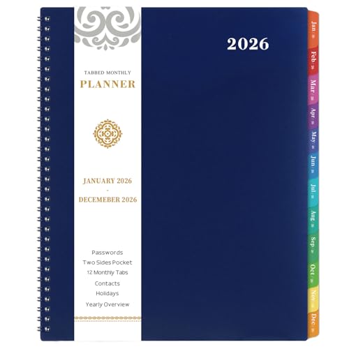 Artfan 2026 Monthly Planner/Calendar - 2026 Planner, JAN 2026 - DEC 2026, 9" x 11" Monthly Planners 2026, 2026 Calendar Planner with Spiral Binding + Tabs + Back Pocket + Notes Pages - Image 1