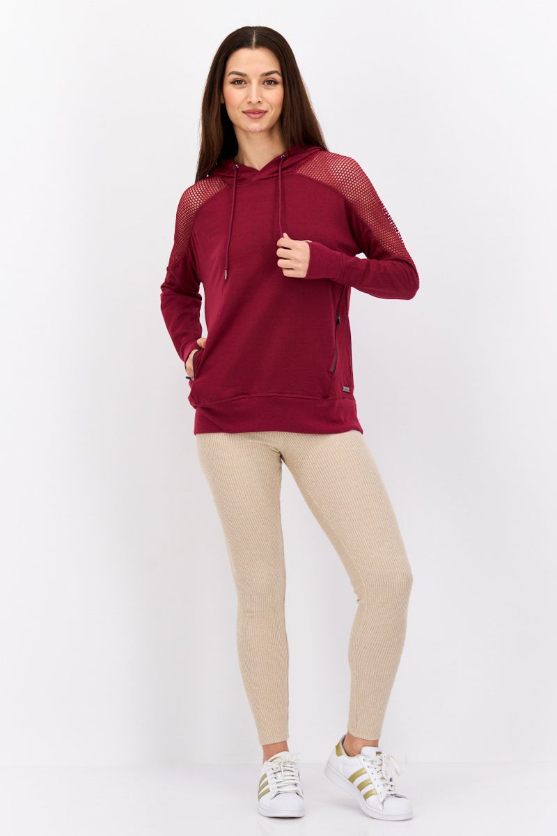 NINE WEST Women Sportswear Fit Training Hoodie, Maroon  - Image 4