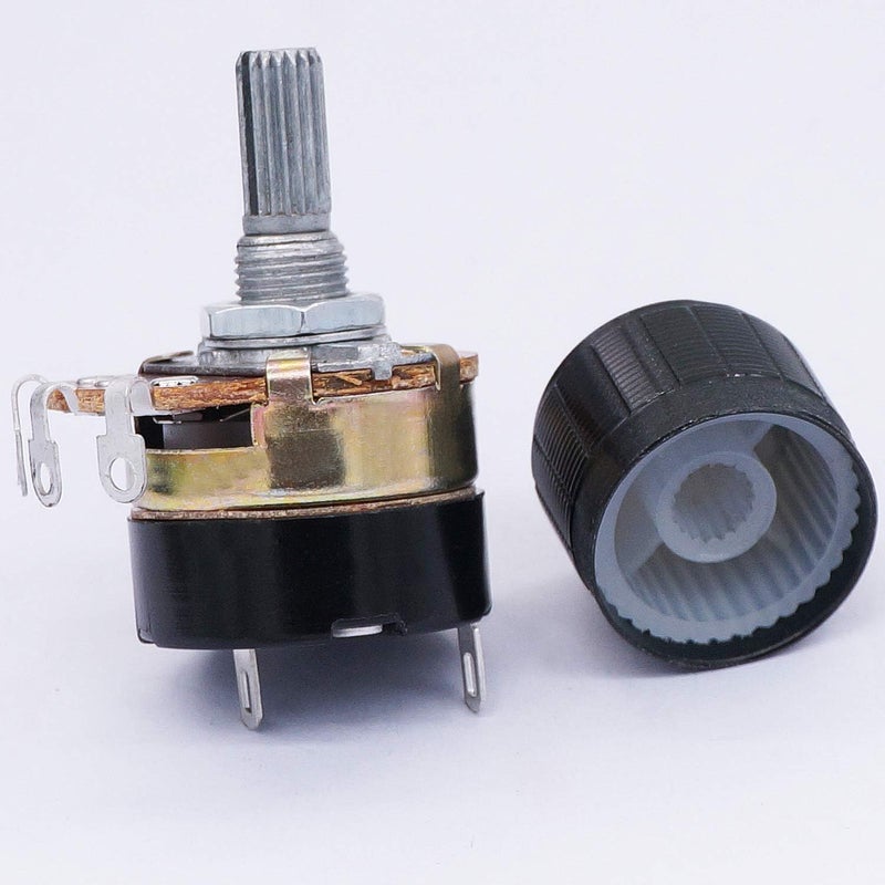 TWTADE / 2Pcs 100K Ohm Single Linear Taper Potentiometers with on/Off Switch + 2pcs Black Aluminum Alloy knob - Image 5