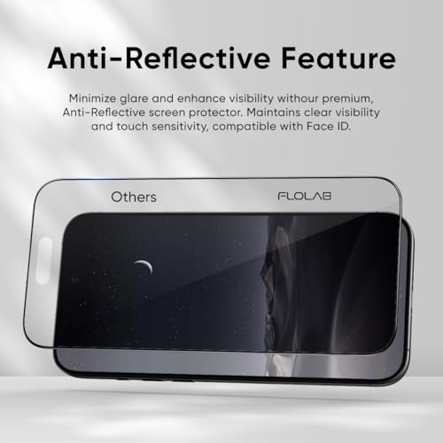 FLOLAB حماية شاشة الخصوصية 3D من FLOLAB NanoArmour ONETIME PRO لجهاز iPhone 17، مضادة للانعكاس، حواف متينة، سهلة التركيب - Image 3