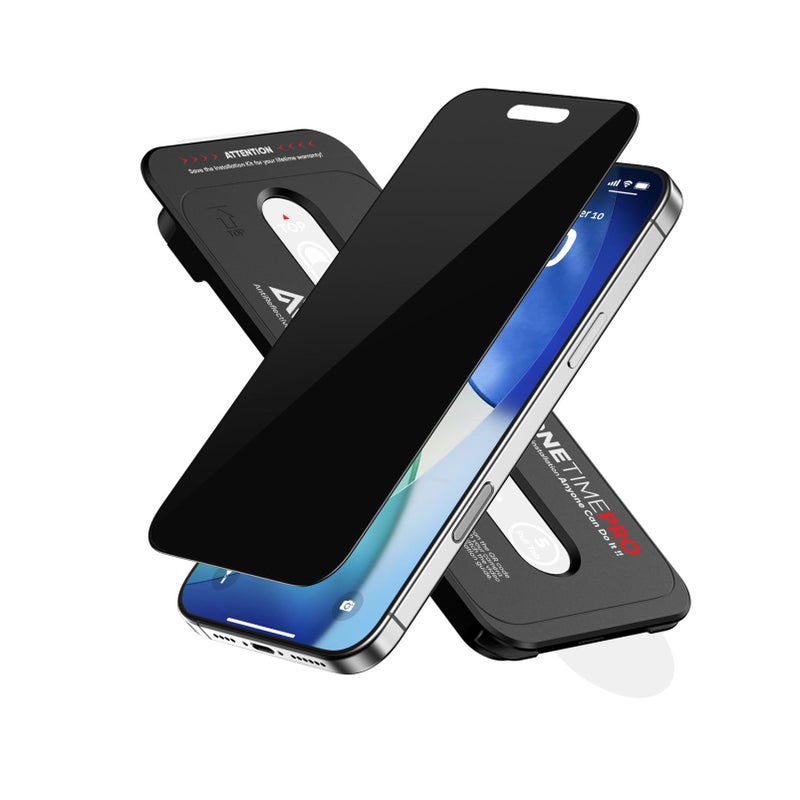 FLOLAB حماية شاشة الخصوصية 3D من FLOLAB NanoArmour ONETIME PRO لجهاز iPhone 17، مضادة للانعكاس، حواف متينة، سهلة التركيب - Image 2