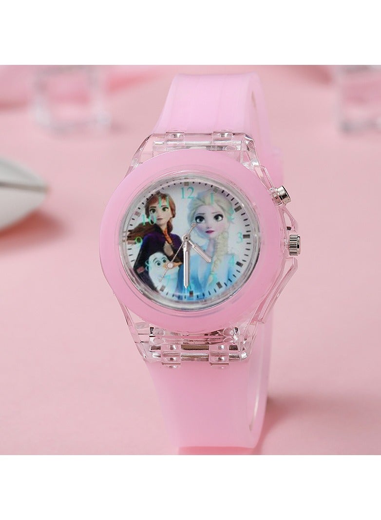 LED Ccartoon Ice and Snow Children's Watch Colorful Luminous Soft Silicone Belt Electronic Watch Men And Women Luminous Children Cute Cartoon Colorful Lights Watch