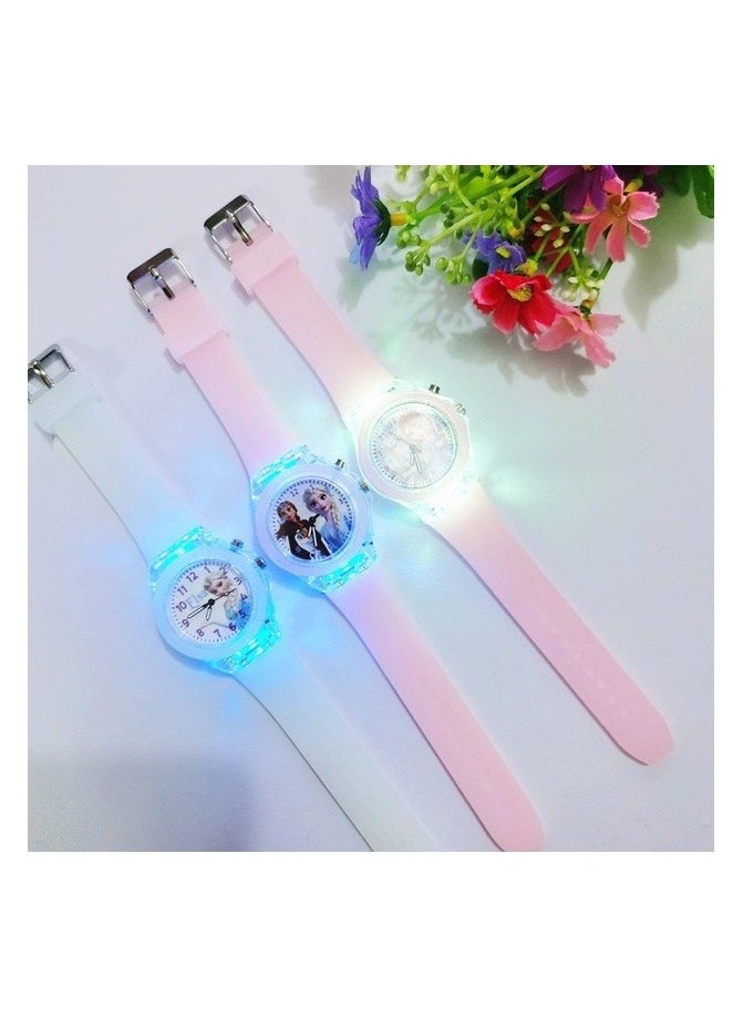 Sharpdo - LED Ccartoon Ice and Snow Children's Watch Colorful Luminous Soft Silicone Belt Electronic Watch Men And Women Luminous Children Cute Cartoon Colorful Lights Watch - Image 1