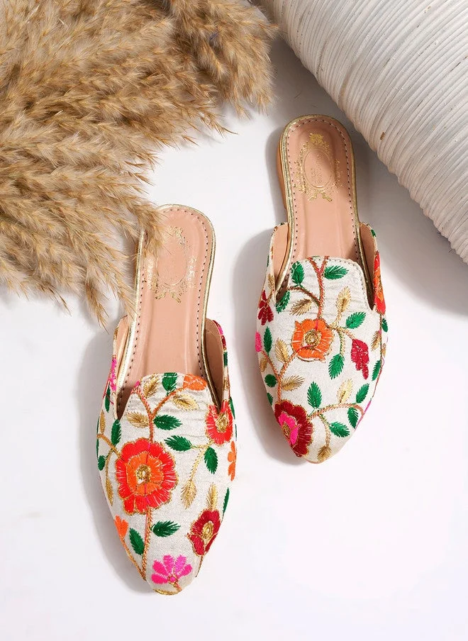 شوتوبيا Shoetopia Ethnic Embroide colo Mules for Women & Girls
