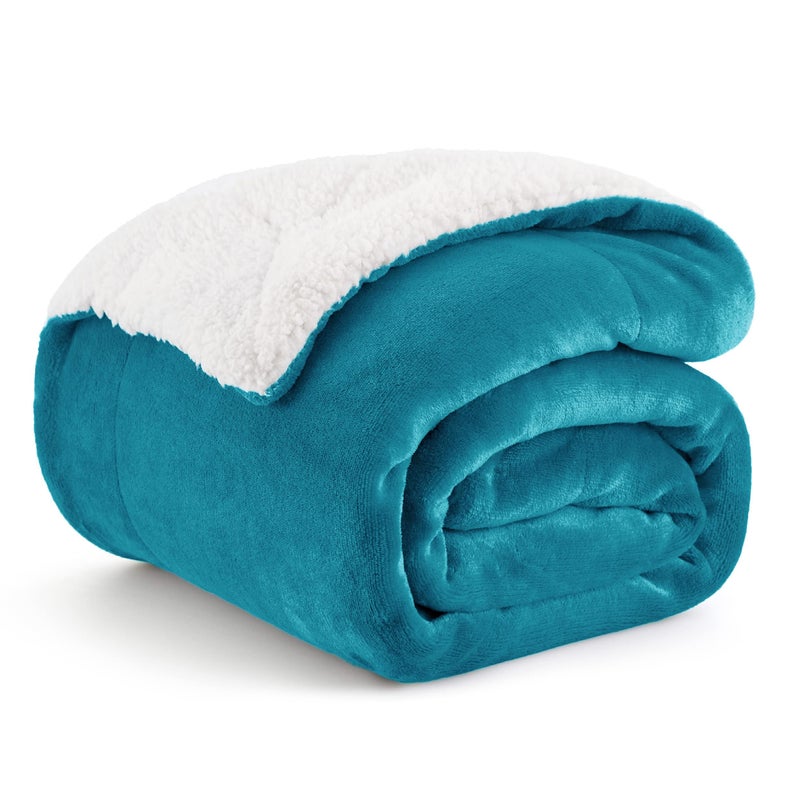 Bedsure Sherpa Fleece Throw Blanket  Thick and Warm Fluffy Microfiber Solid  Soft Blankets for Bed and Couch DoubleTwin Size Turquoise 150x200cm