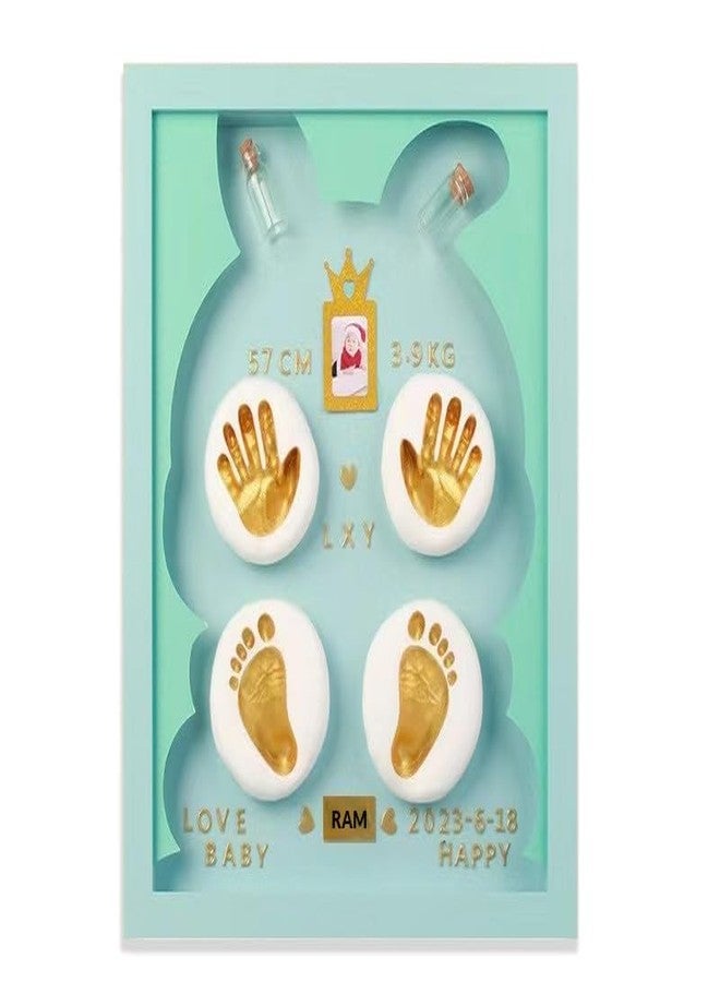 Bawy Baby Clay Hand Print and Footprint kit.Baby Impression kit with Frame 2 Hand and 2 feet,Baby Foot Print kit, Baby Record, Gift for Pregnant Woman, Baby Shower Gifts for mom to be (Rabbit Blue) - Image 1