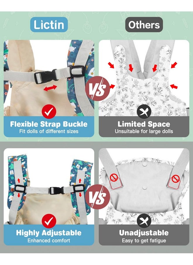 Lictin Baby Doll Carrier, Front And Back Doll Accessories Carrier For Little Girls, With Adjustable Straps For Stuffed Animal Reborn Baby Doll  - Image 5