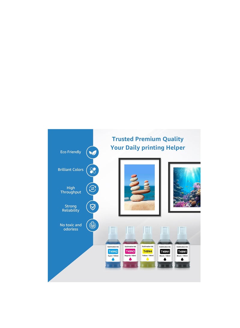 Terabyte حبر ت49ن بديل لحبر ت49ن1 ت49ن2 ت49ن3 ت49ن4 مجموعة زجاجات الحبر لطابعة SC-F100 و SC-F500 و SC-F501 (5 عبوات) - Image 4