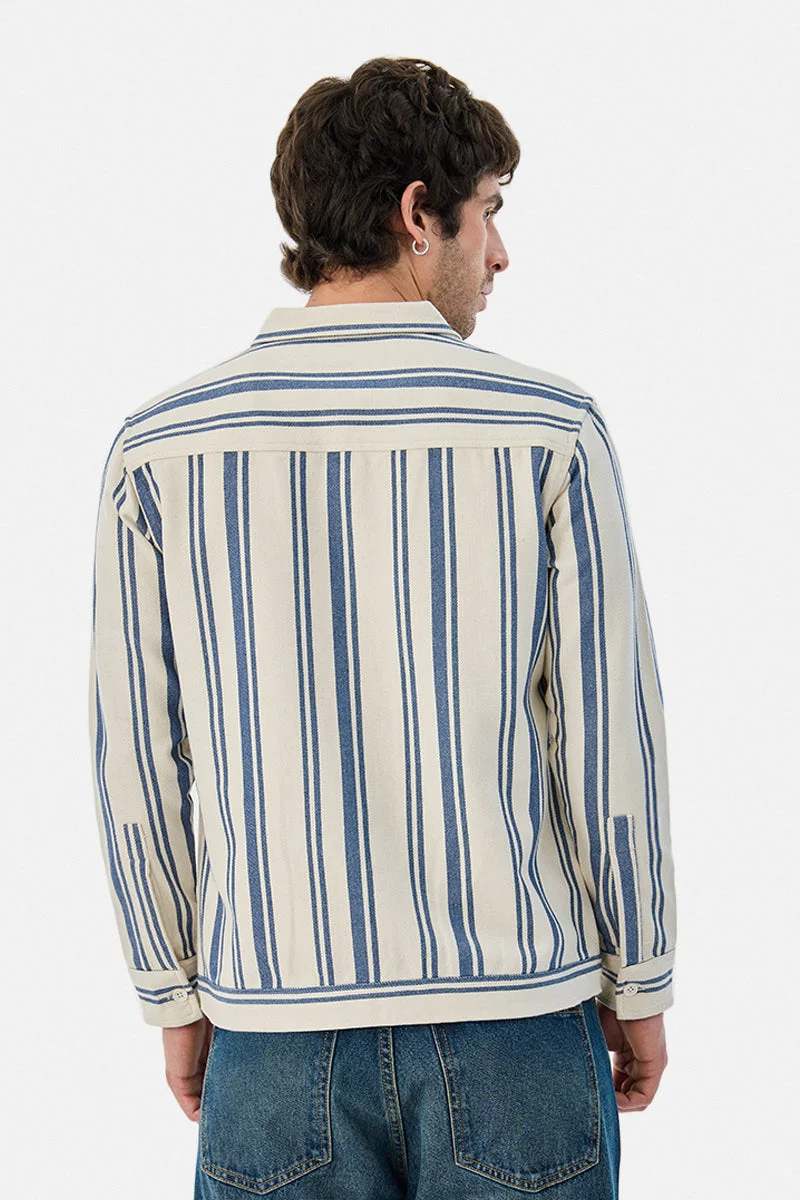Snitch  Regular Fit Stripes Zipper Overshirt for Men | Best Price UAE