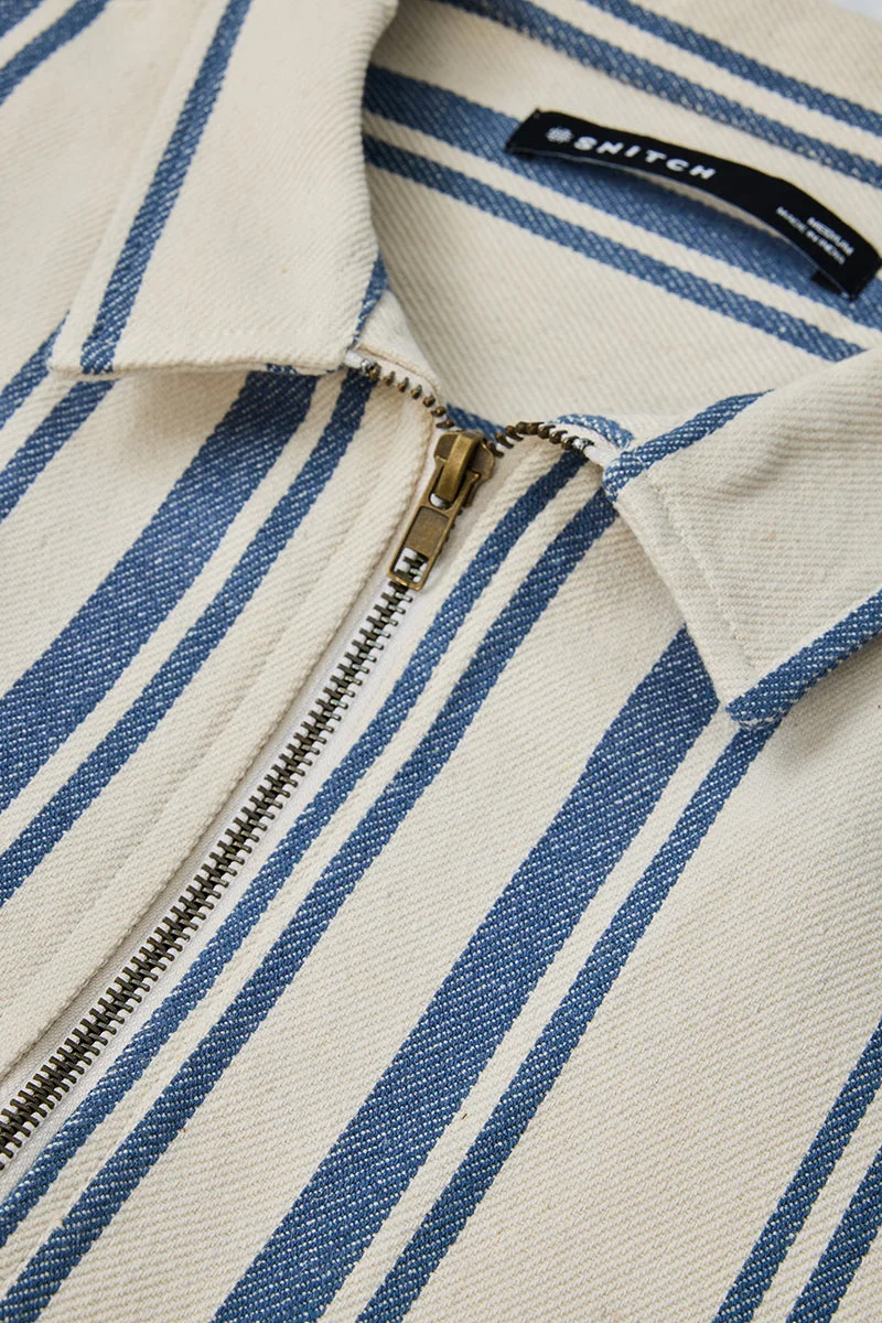 Snitch  Regular Fit Stripes Zipper Overshirt for Men | Best Price UAE