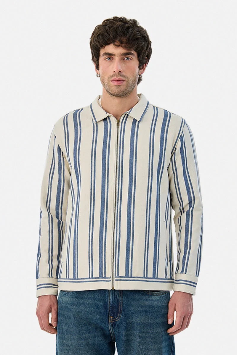 Snitch  Regular Fit Stripes Zipper Overshirt for Men | Best Price UAE