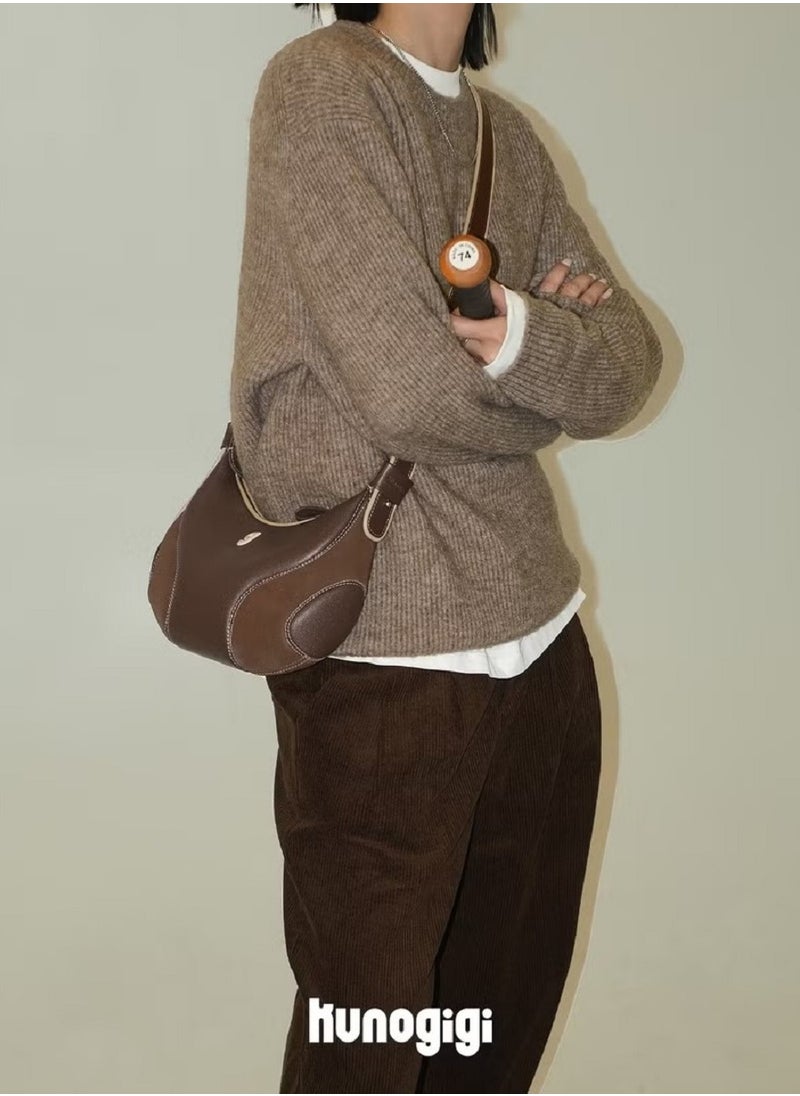 Kuno gigi multi-color small baseball bagleather bag hand-held shoulder bag  - Image 3