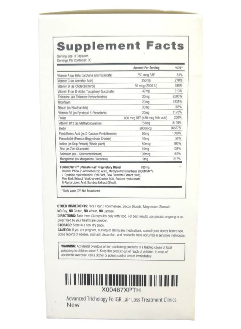 Advanced Trichology مكمل FoliGROWTH لنمو الشعر للحصول على شعر أكثر كثافة وتنشيط الشعر الخفيف وعلاج تساقط الشعر - 90 كبسولة نباتية - Image 4